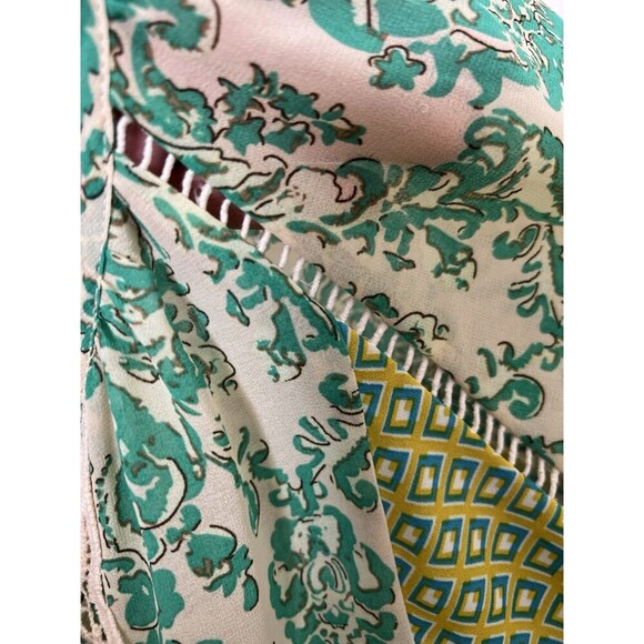 Jade Melody Tam Mixed Media Boho Peasant Top Blouse Sz M Lightweight Semi‎ Sheer - Picture 7 of 10